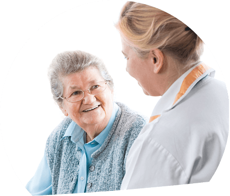 elderly woman with her doctor