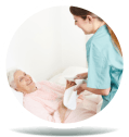 eldery woman with her caregiver