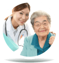 eldery woman with her caregiver